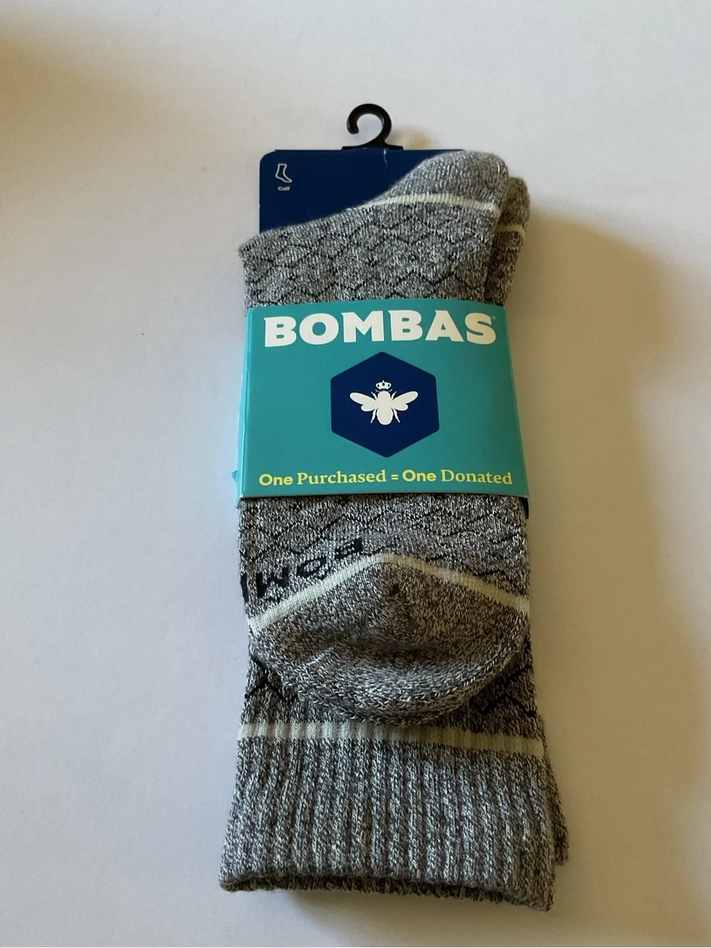 BOMBAS SUPIMA COTTON CREW SOCKS CHARCOAL UNISEX LARGE NWT